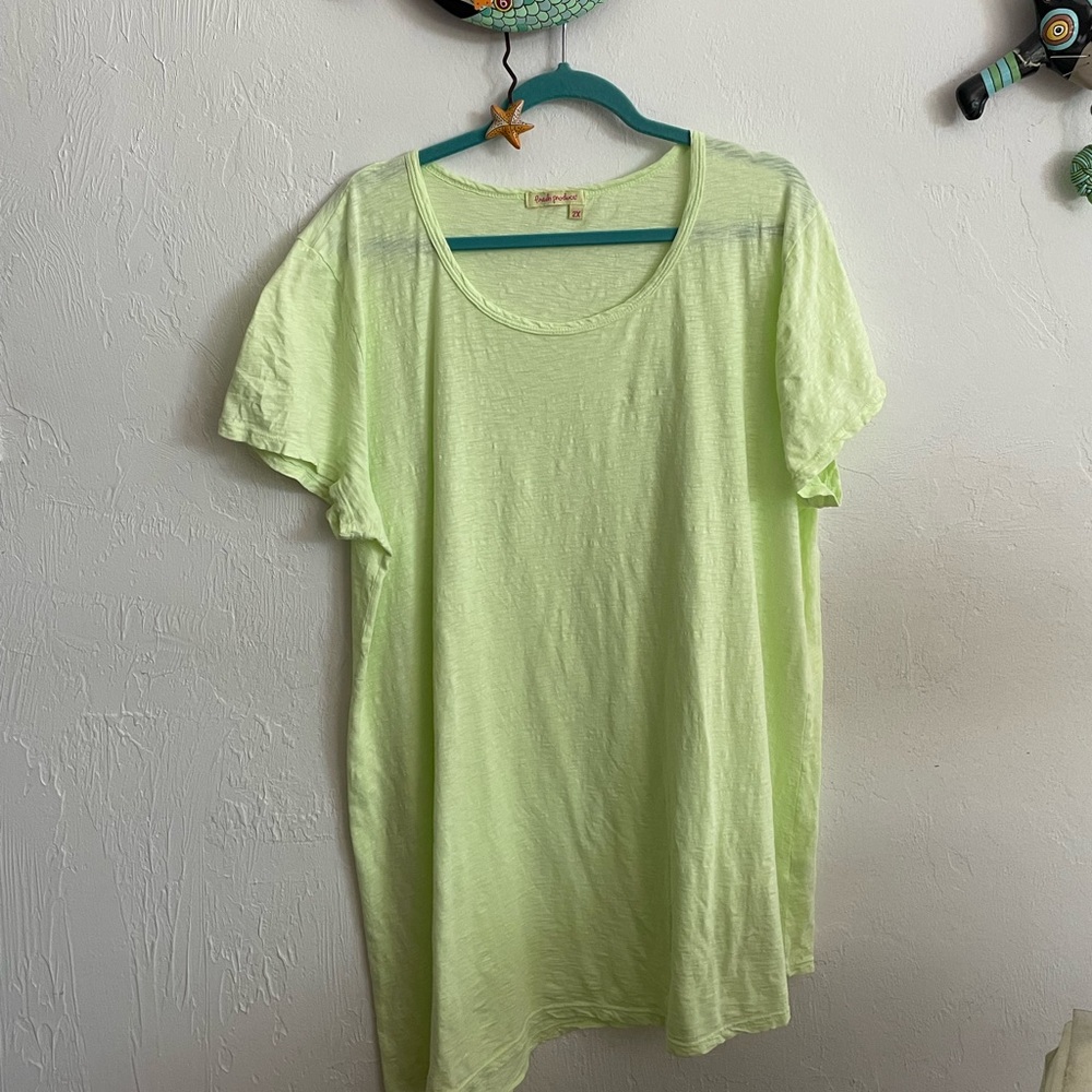 Fresh Produce Lime Green Assymetrical Tunic Top
